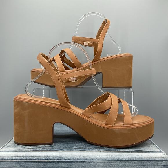 NEW Naturalizer Women’s Court Leather Ankle Strap Heels Brown Size 10M - Picture 1 of 10